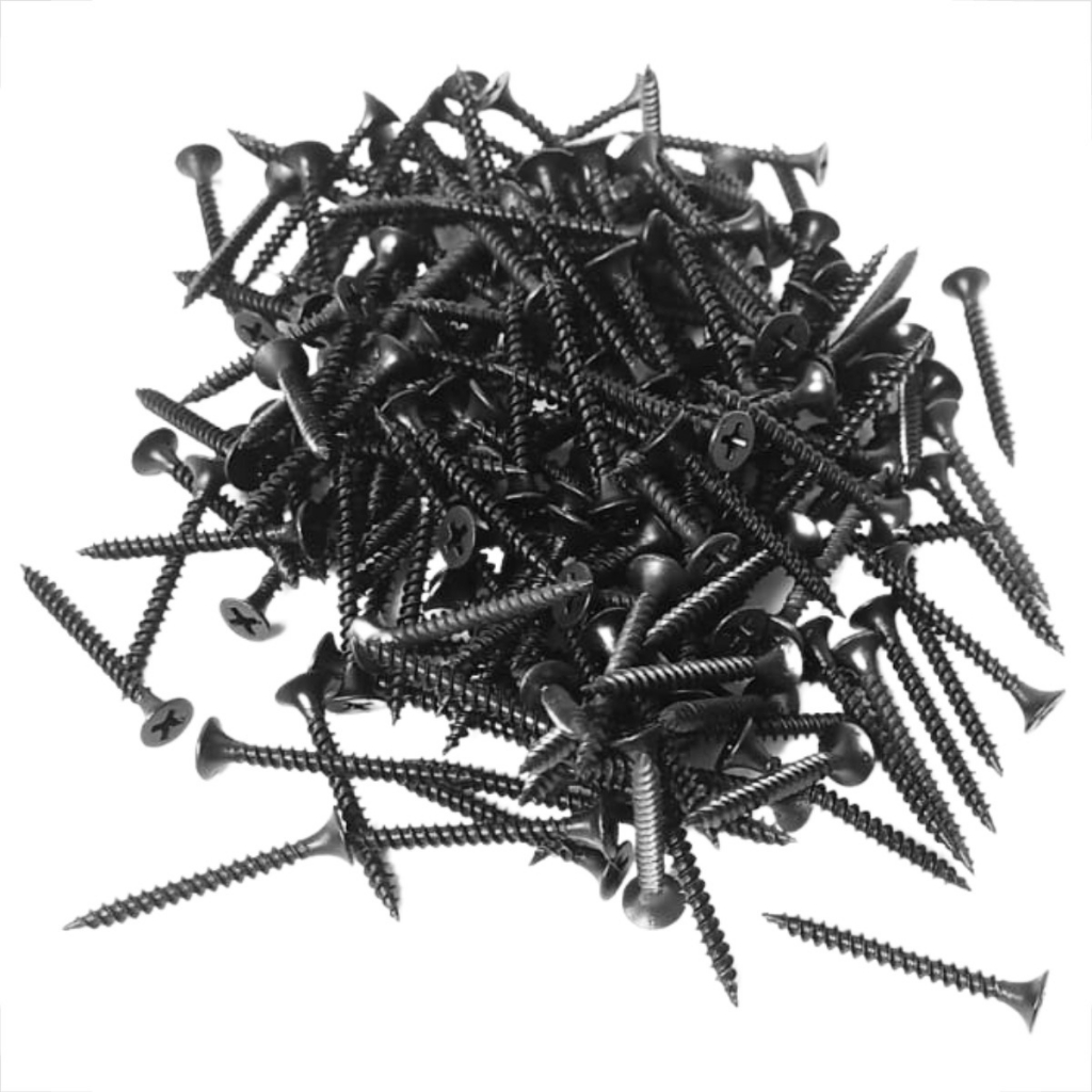 Kit Parafusos Para Madeira Cabeca Chata 3,5 X 45 Mm Cx 100 Unidades Agulha Preto Trombeta