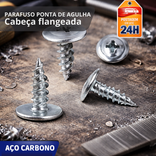 Parafuso Ponta Agulha 4,2x13mm | Branco ou Preto • Caixa com 1000 • Fixação Rápida