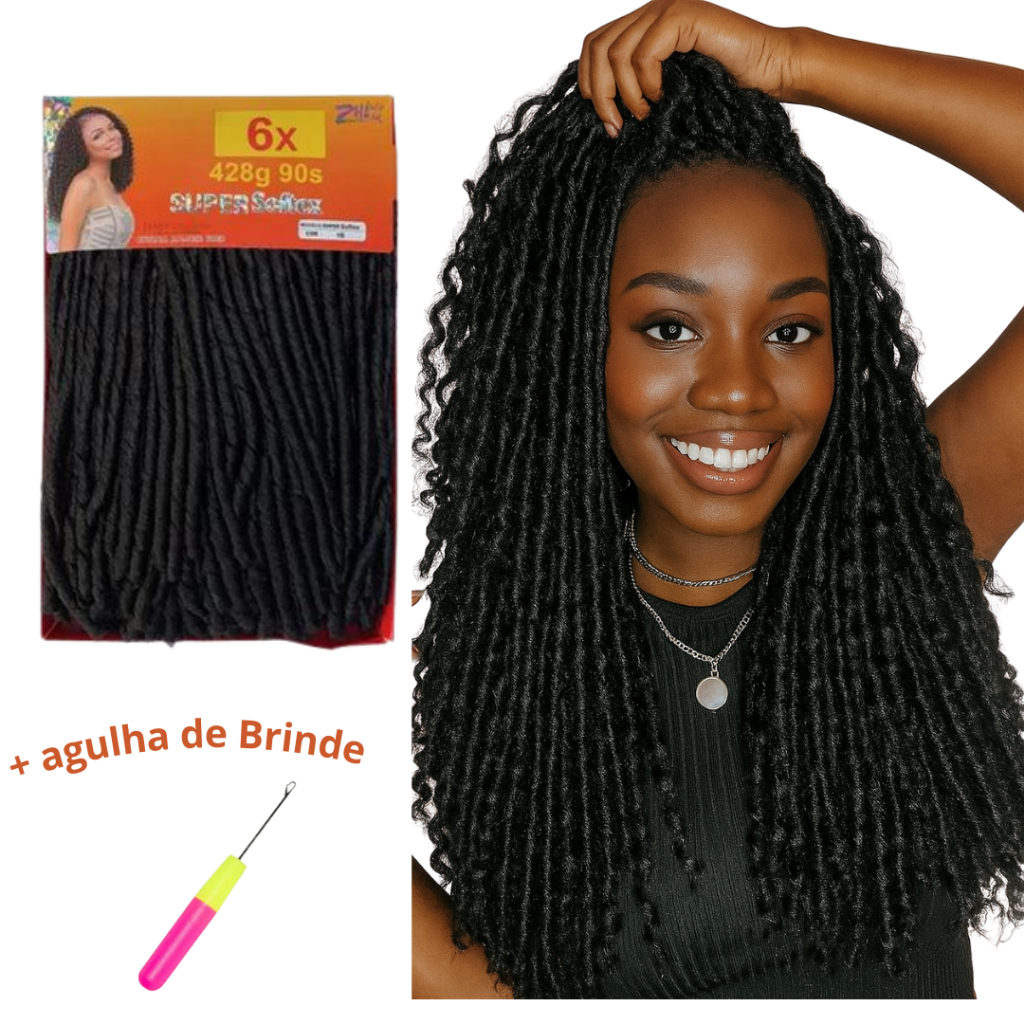 Cabelo Nina Softex Pacotão 428 gramas Original + Agulha  - Preto
