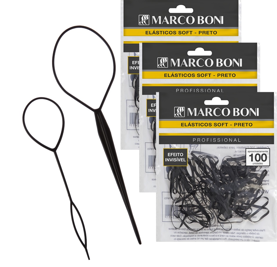 AGULHA MODELADORA + 300 ELASTICOS PRETO MARCO BONI