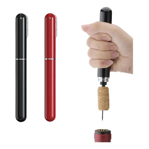 Saca Rolhas Abridor De Vinho Por Pressao Manual Com Agulha Kit 5 Unidades Preto Pratico E Duravel