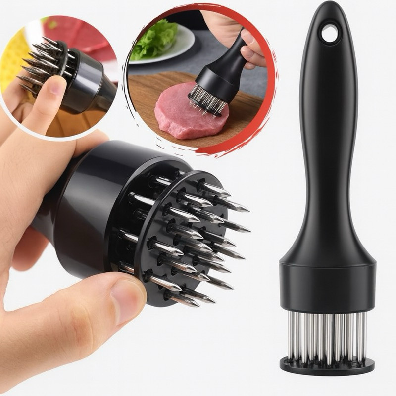 Desconto Amaciador de Carne Batedor e Furador Dentes Metálicos 16 Agulhas -  Preto e Branco/Casa