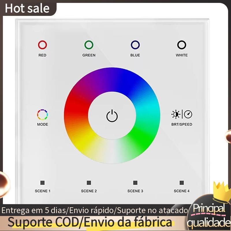 Interruptor De Parede Dimmer LED Controlador RGBW Painel Toque Montado Na Para DC12V-24V RGBWW Iluminação Tira Branco