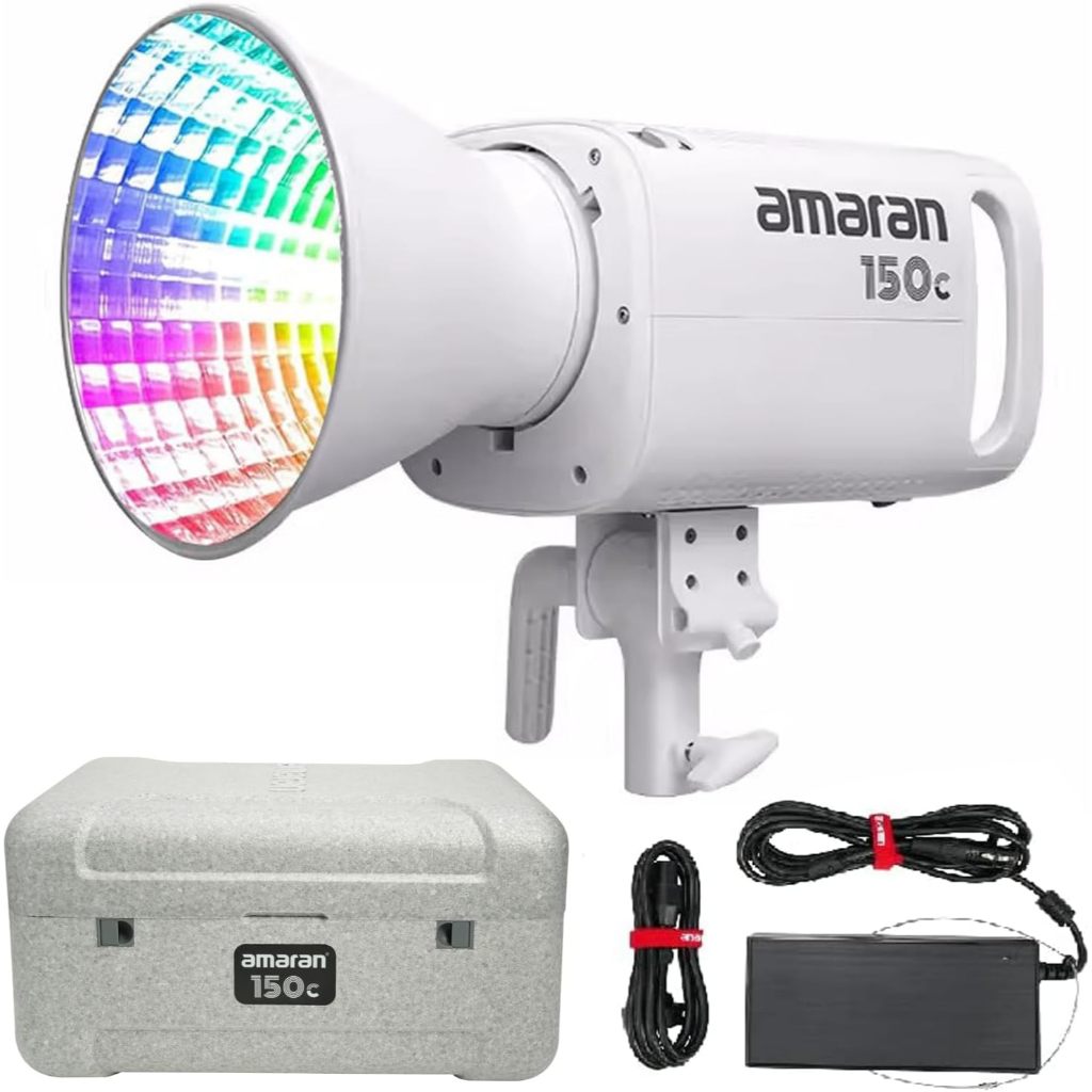 Iluminador LED Amaran 150c White RGBWW 150W Bowens 2500K-7500K Fonte AC/DC Com 9 Efeitos para Cinema
