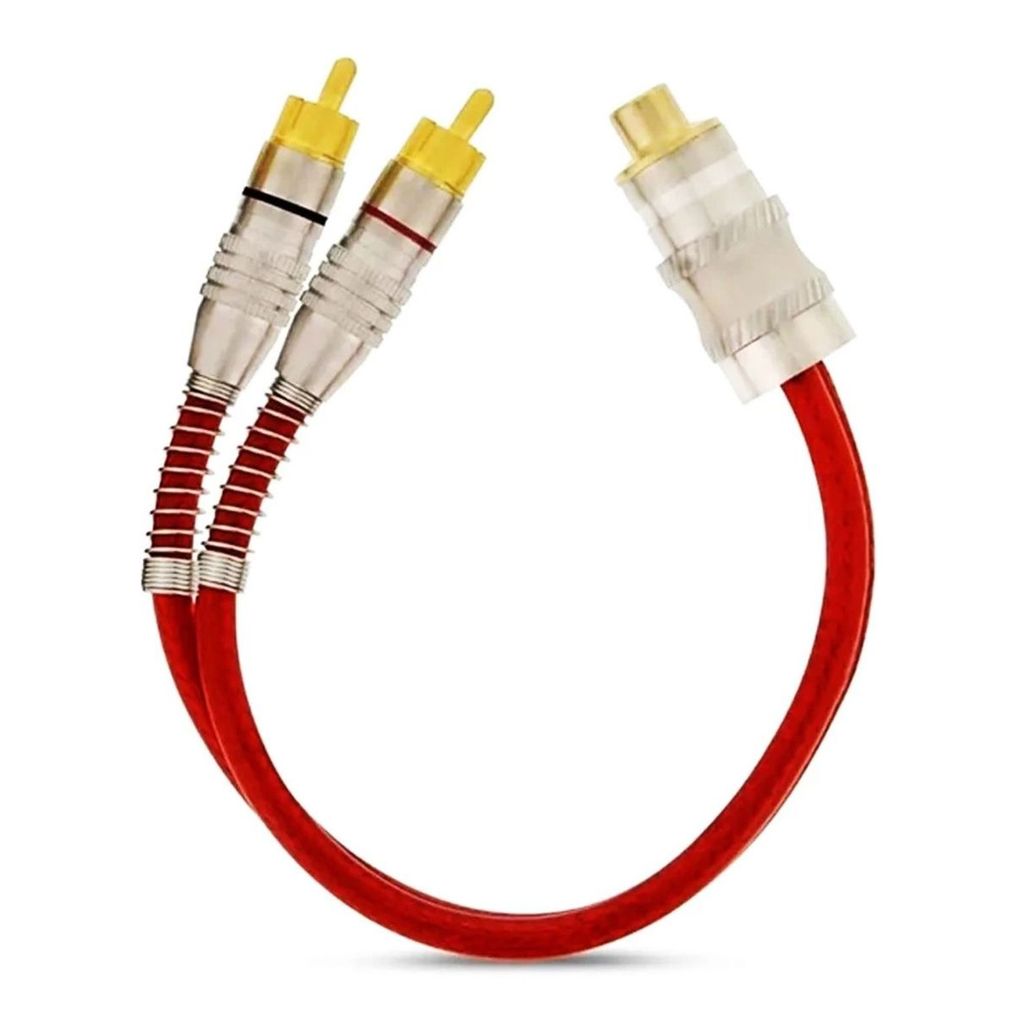 Cabo RCA Y 1 Fêmea 2 Machos 5mm Vermelho Blindado