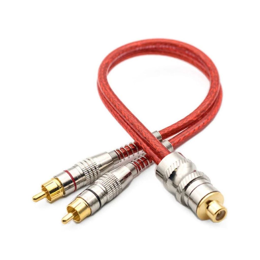 Cabo RCA Y 2 Fêmeas 1 Macho 5mm Vermelho Blindado