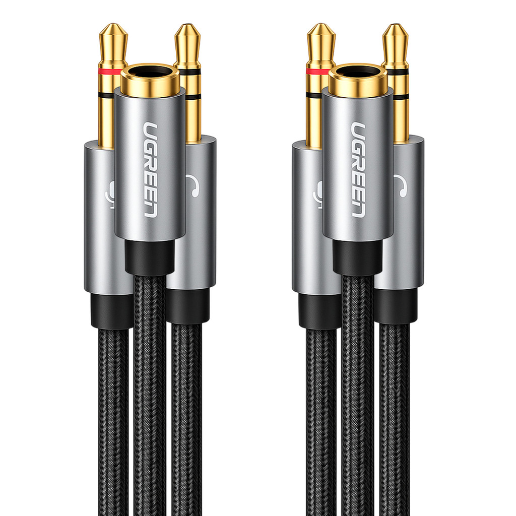 Cabo Áudio Ugreen 3.5mm Fêmea para 3.5mm Macho Preto 2 Unidades