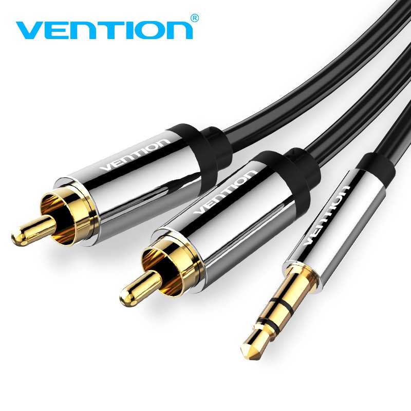 Cabo RCA Vention 3.5mm para 2 RCA Aux, cabo estéreo Y-splitter banhado a ouro, macho para macho, para alto-falante.