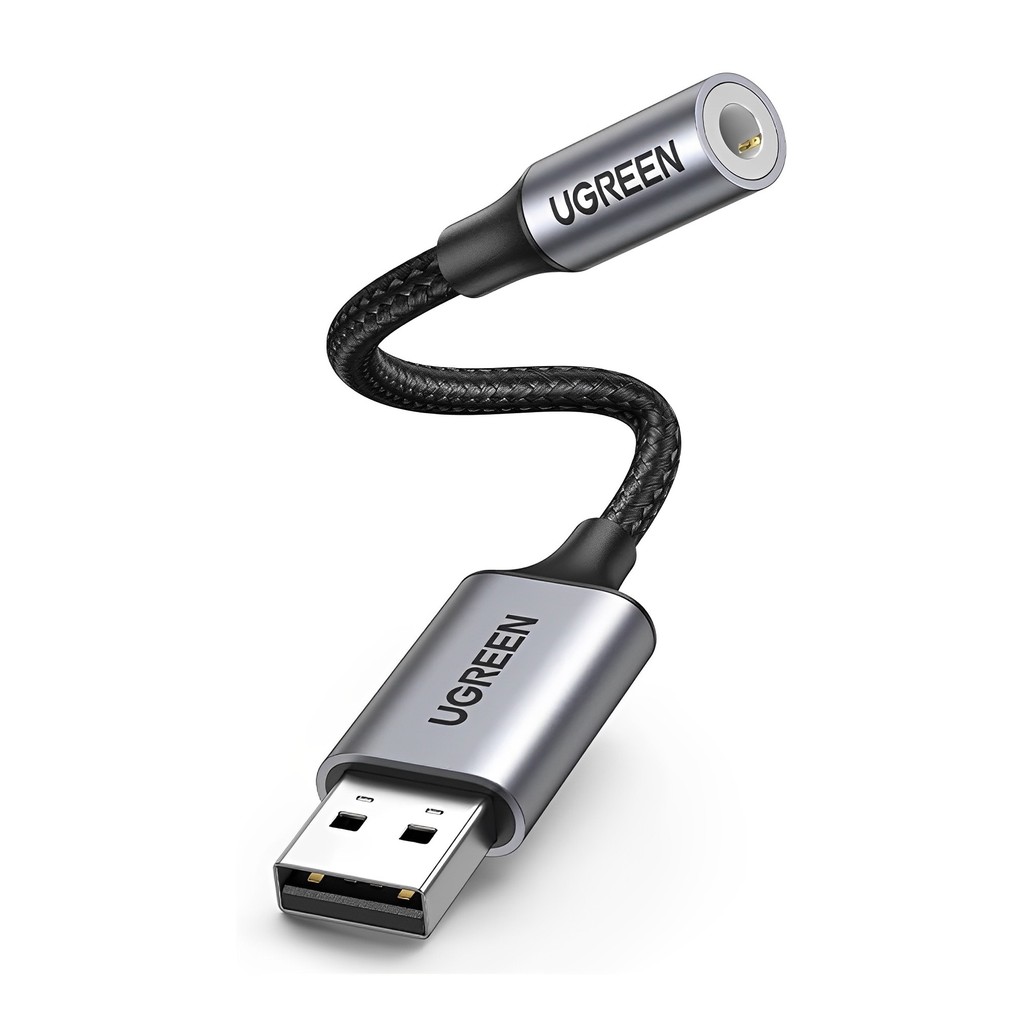 Adaptador Áudio Ugreen Usb A Macho p/3.5mm Fêmea Preto