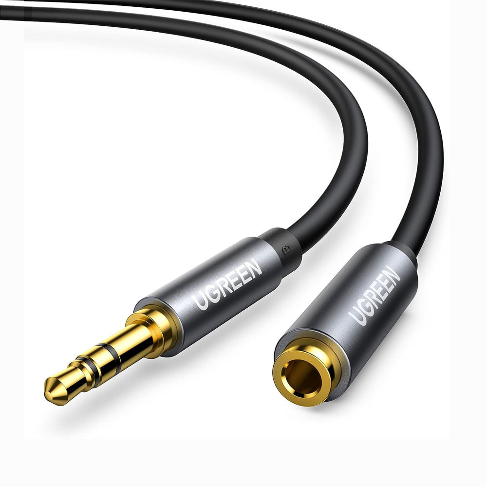 Cabo de Áudio Extensor Ugreen 3.5mm Macho/Fêmea 1 Metro Preto