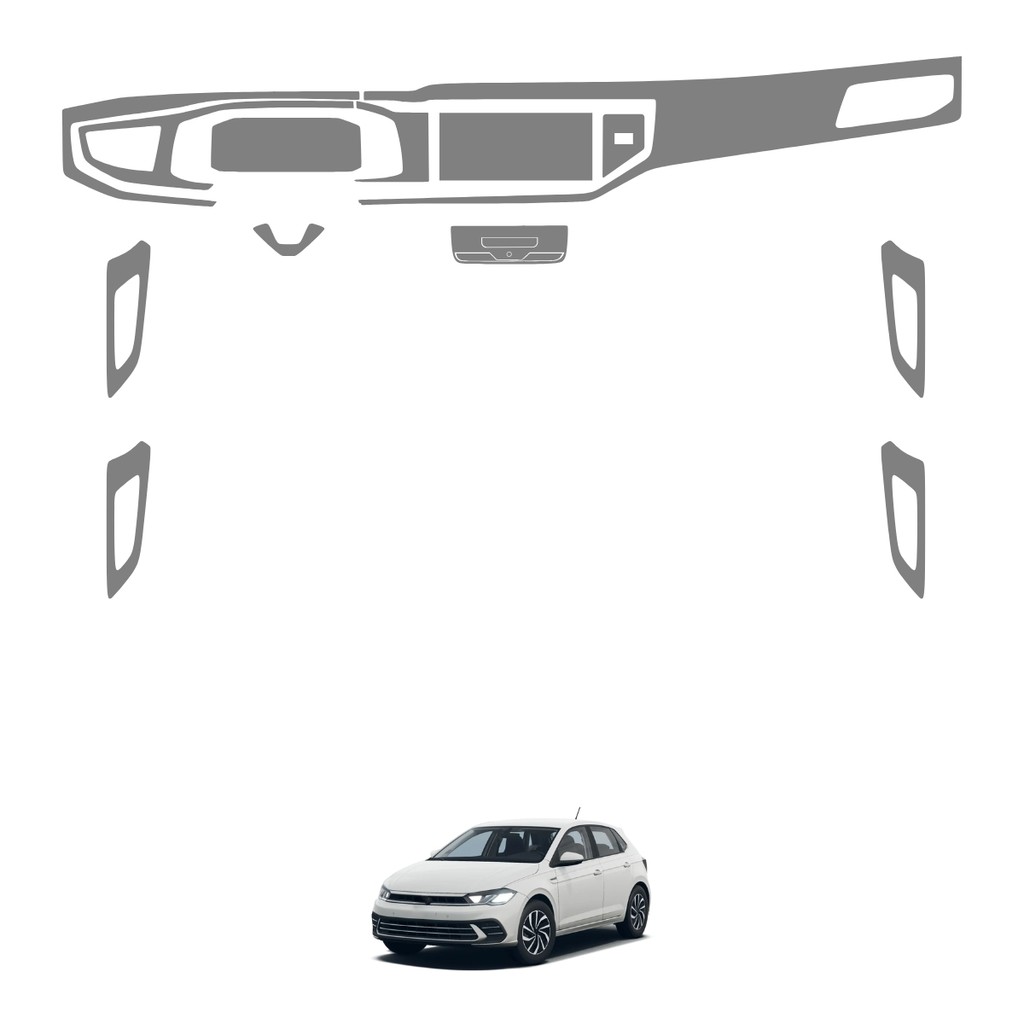 Película PPF Proteção Kit Interior Completo VW Polo Highline 2023 2024 2025 Transparente TPU Anti Risco