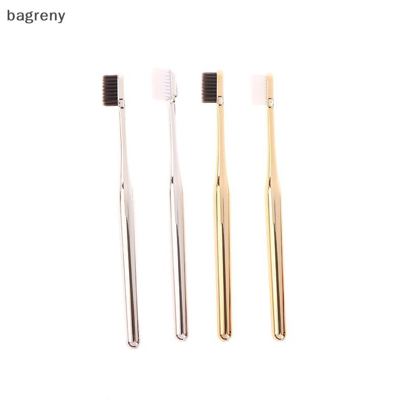 [bagreny] 1Pc Luxo Escova De Dentes Macia Das Mulheres Dos Homens Adulto Galvaniza Ouro Prata Cor Escovas Dentárias BR