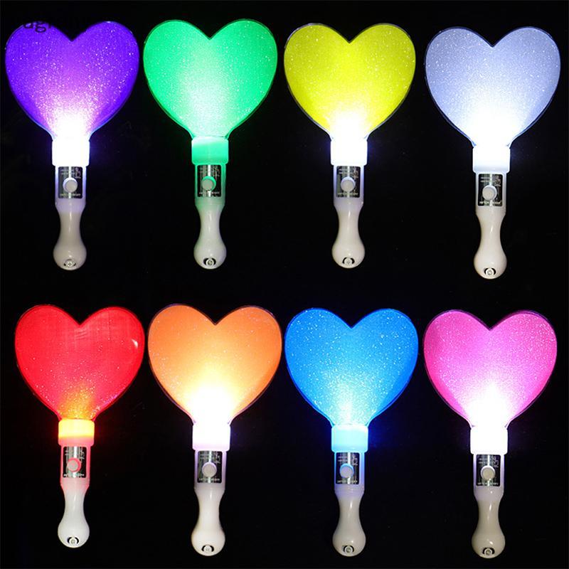 [bagreny] 1Pc Mudança De Cores LED Brilho Sti Coração Forma De Estrela Luminosa Concerto Torcendo Tubo Luz De Festa De C