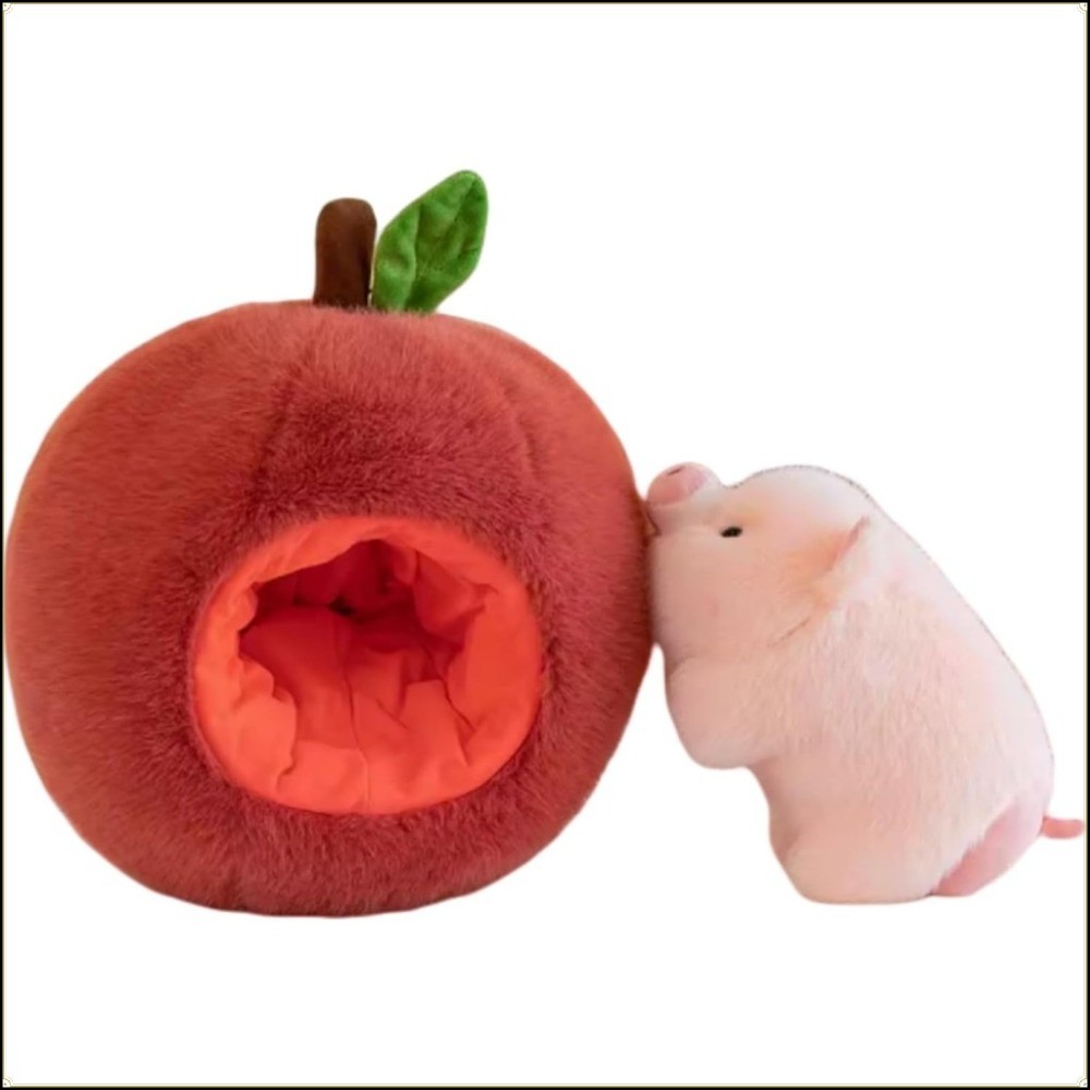 9.8 Polegadas Red Apple Pig Pelúcia Bicho De Fofo Criativo Formato De Fruta Porco Macio Abraço Boneca Engraçado Decoraçã