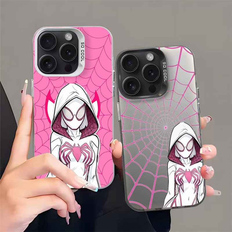 Capinha para Apple 14/15/16/17 pro max capinha spider gwen duas cores protecao camera anti arranhao