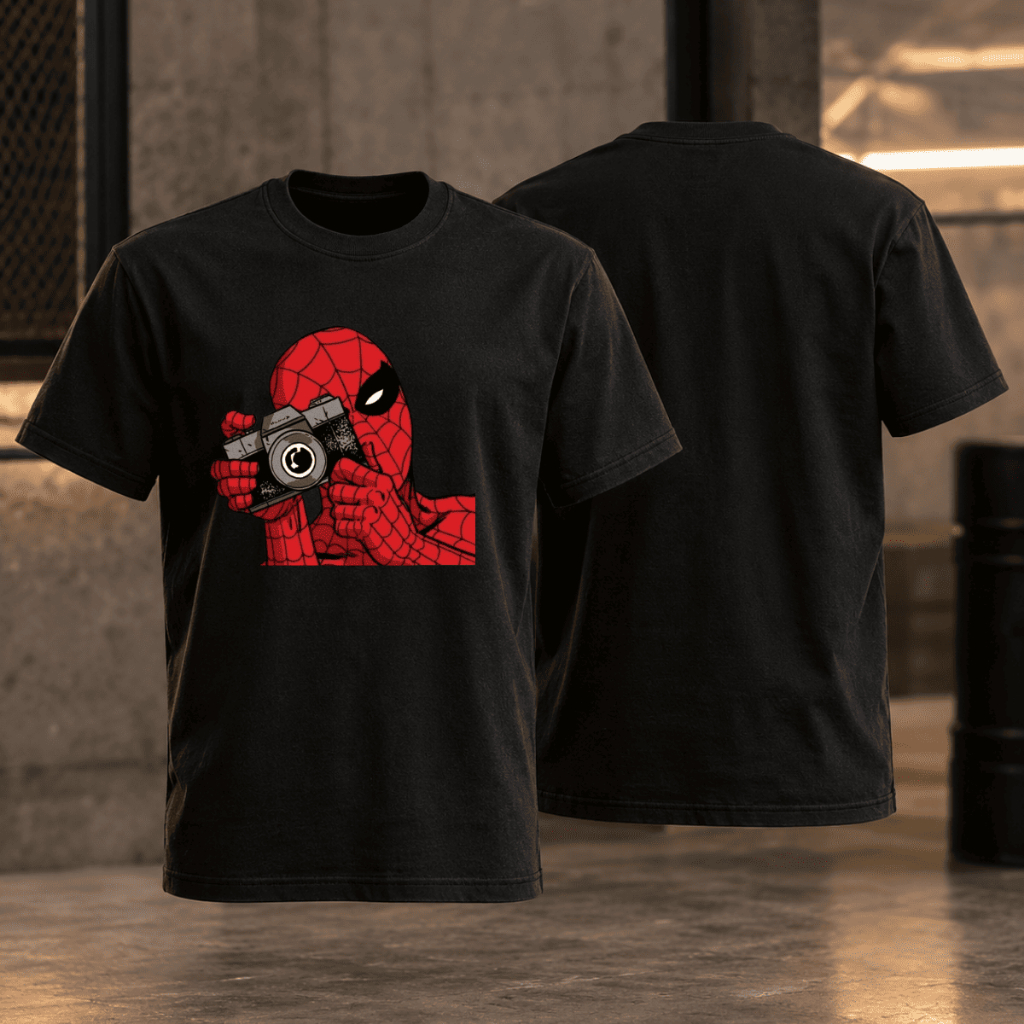 Camiseta Homem Aranha Câmera Fotográfica Spider Men Confortável Casual