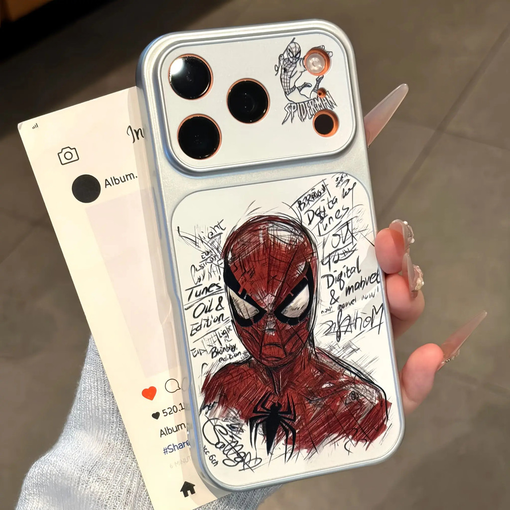 Capa com módulo de câmera estilo iPhone 17, Spider-man compatível com iPhone 17, 16, 15, 14, 13, 12, 11 Pro Max 7074KNK