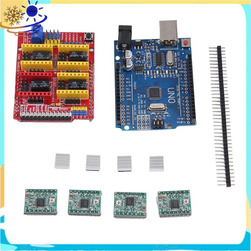 [Le's Shop] KIT DIY Para Impressora 3D Placa De Expansão De Escudo CNC + Driver De Motor De Passo A4988 Com Dissipador D