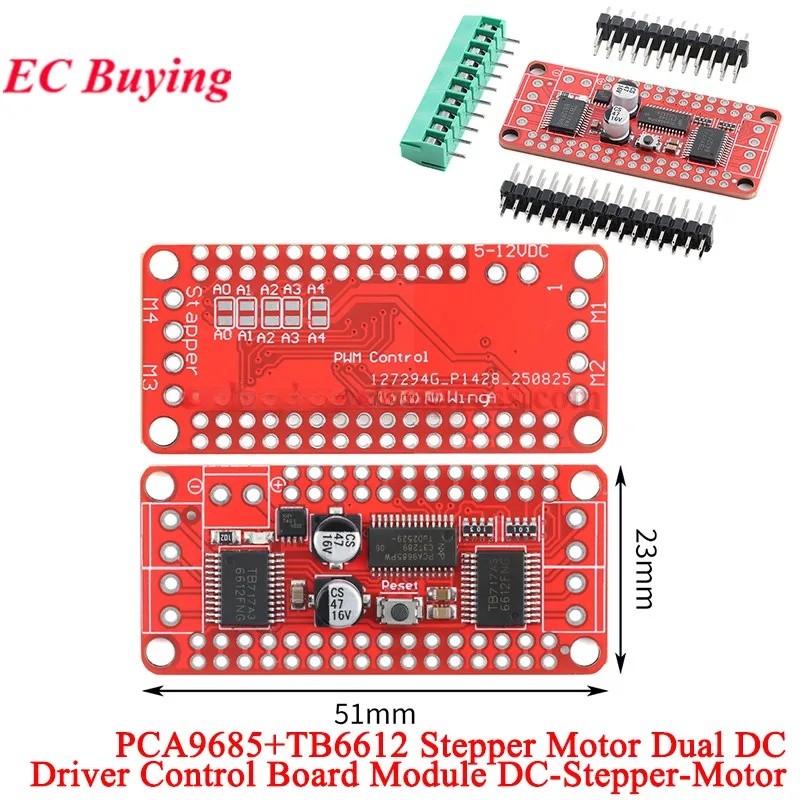 3 Pces/1pc PCA9685 + TB6612 Motor De Passo Duplo DC Driver Módulo De Placa De Controle-1.2A 3A Pico Suporta Interface I2