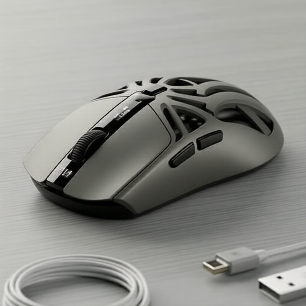 Mouse Gamer SMAILWOLF RS8, 73g, Ultra Leve, Tri-Modo, Display Digital, Troca Rápida, 20M Clicks