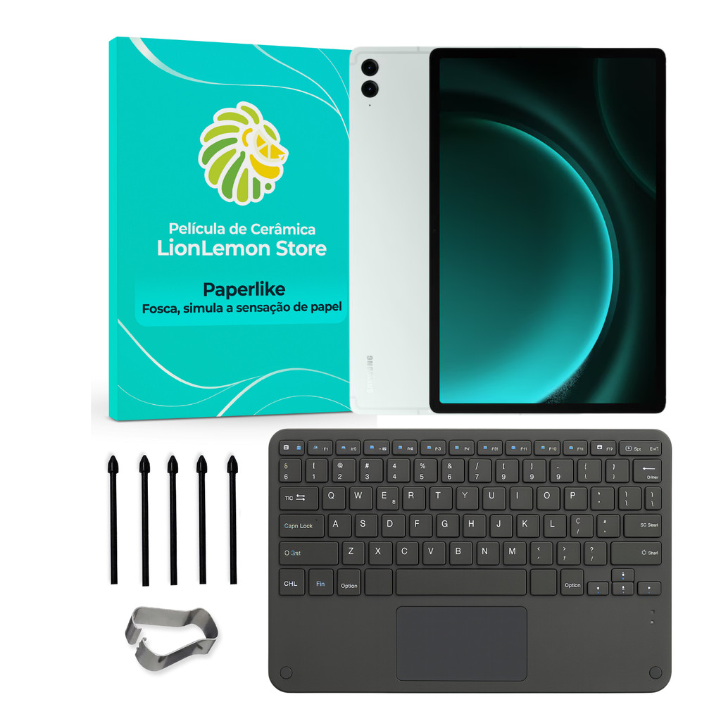 Kit Teclado com touchpad, Película Paperlike e pontas de substituição S Pen para S9FE+ (LionLemon Store)