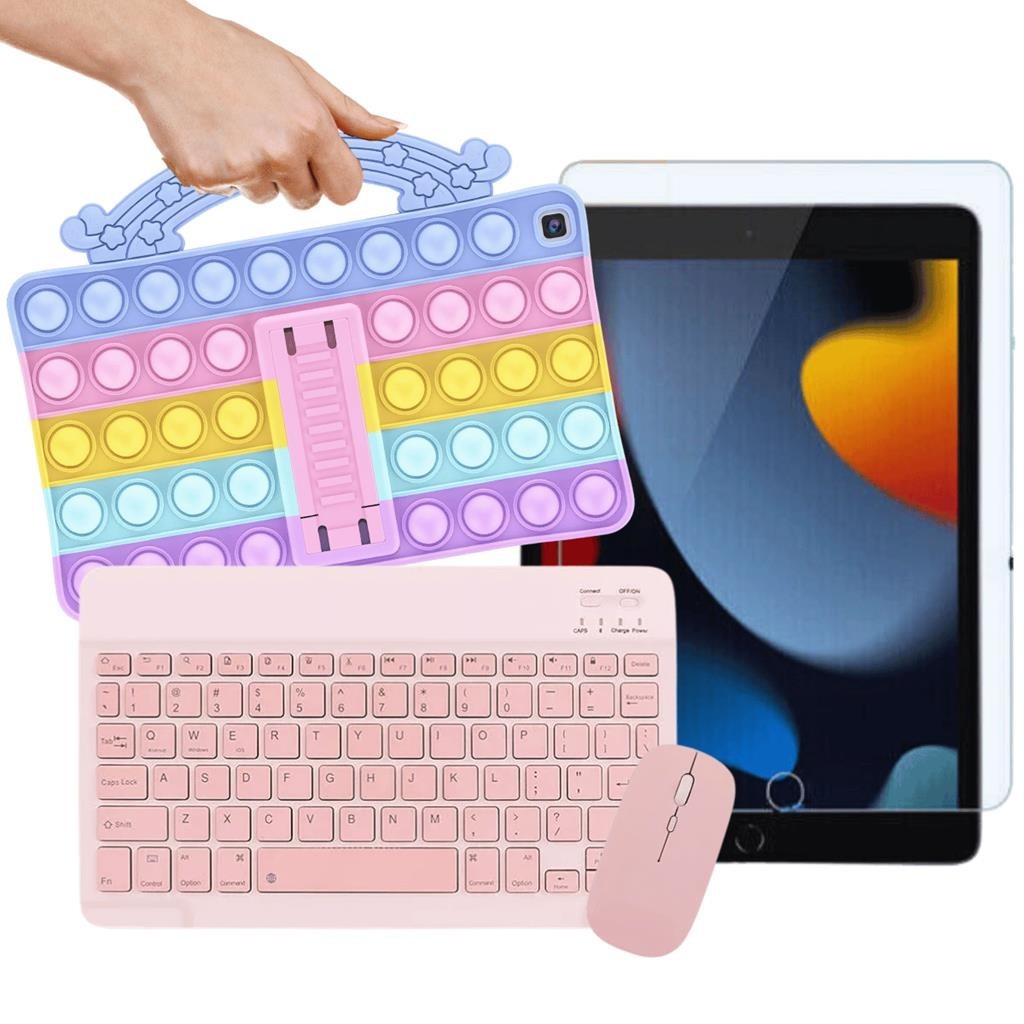 Capa Emborrachada + Teclado Mouse P/ iPad Tela 10.2