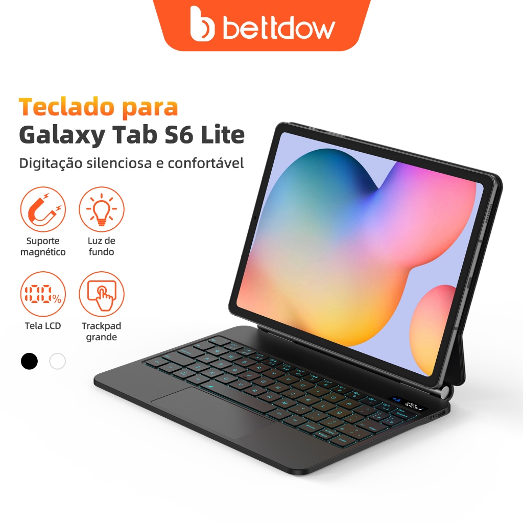 Teclado Mágico Bettdow Para Samsung S6 Lite Com Luz De Fundo LCD (Tablet Não Incluído)