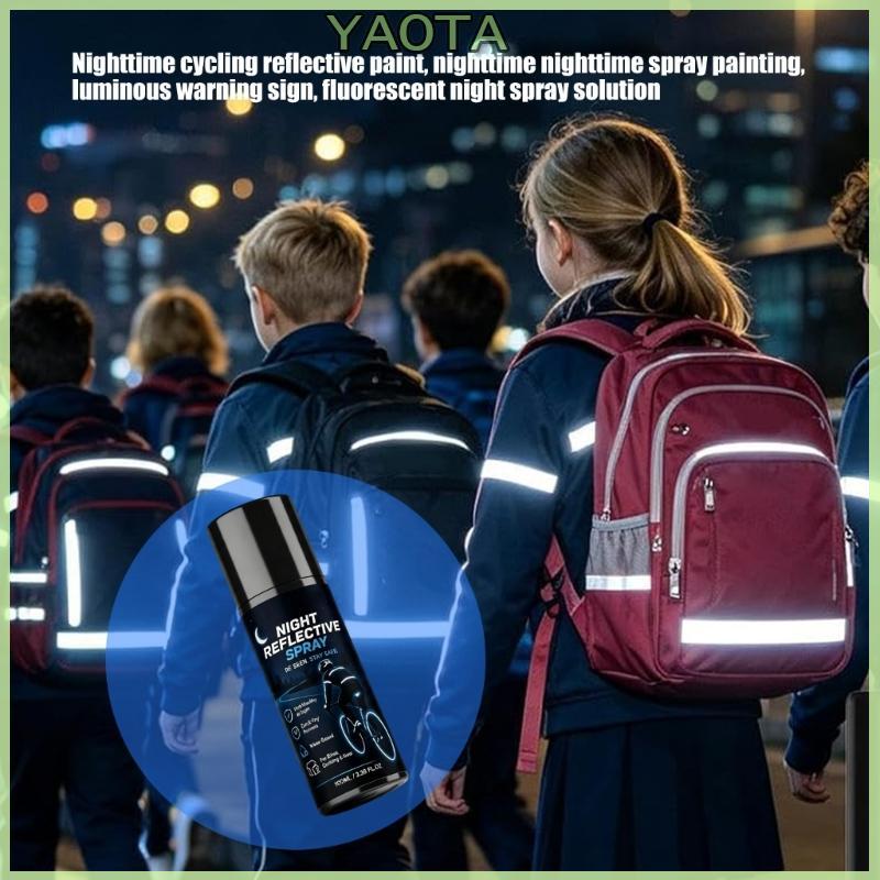 Yao Clear Night Reflective Sprays 100ml Segurança Fluorescente Para Superfícies Bicicletas Áreas Trânsito