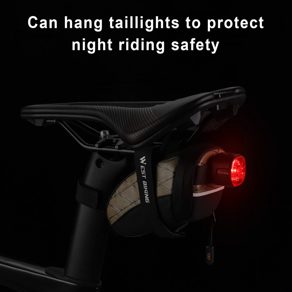 Road Bike Tube Holder Minimalist Travel Storage Bag Waterproof Capacity Bicycle Saddle with Fastener Tape Reflective Des