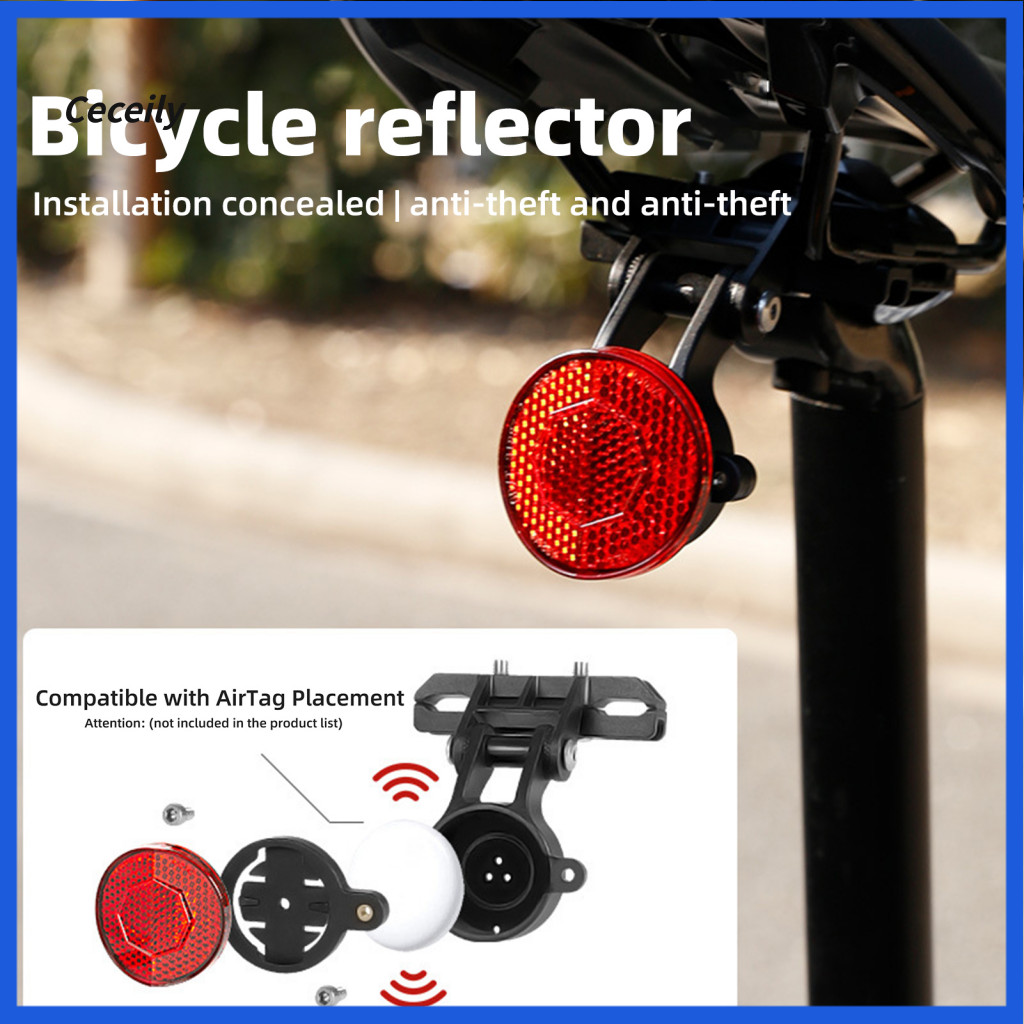 Bicycle Reflective Tail Light Easy Installation Bike Universal with Airtag Locator Mount Mtb Road Rear Saddle for Mounta