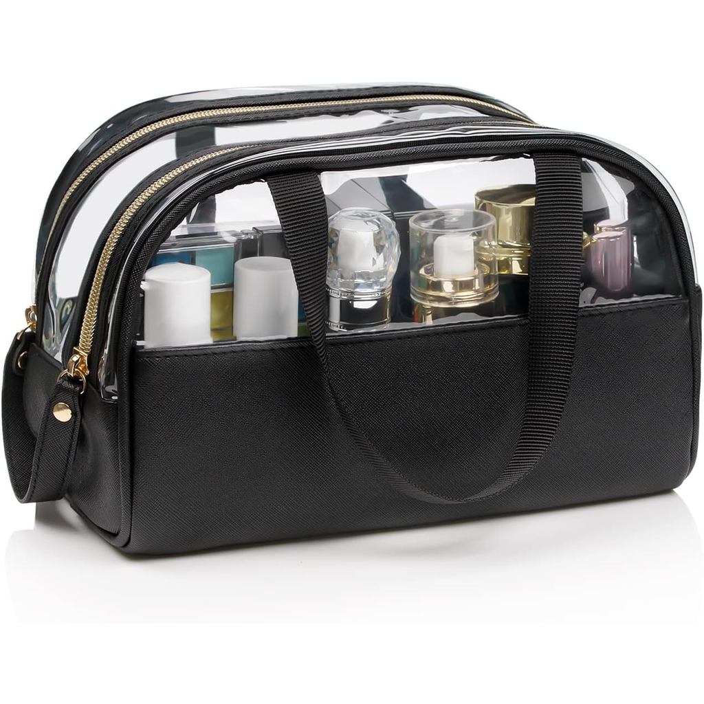Ethereal Clear Makeup Bag, Large Opening TSA Approved Toiletry Bag Portable Cosmetic for Women Tote Bag Waterproof T