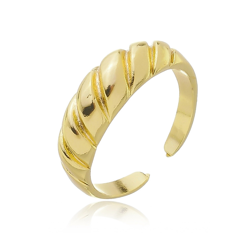 Anel Mini Croissant Regulável Banhado a Ouro