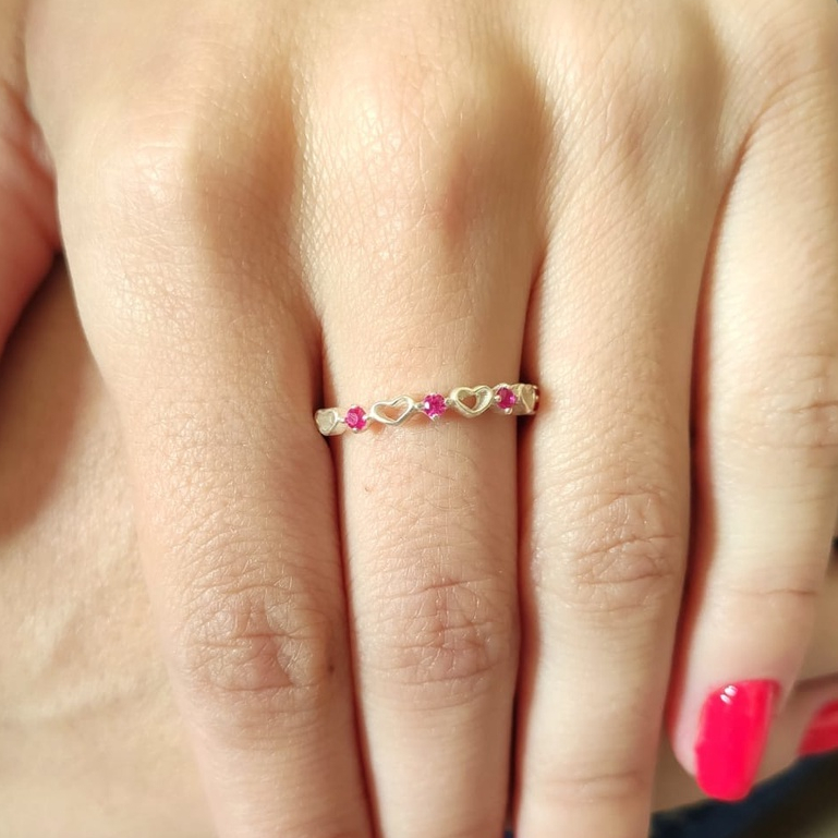 Anel Mini Zirconia Coração Prata 925 Legítima