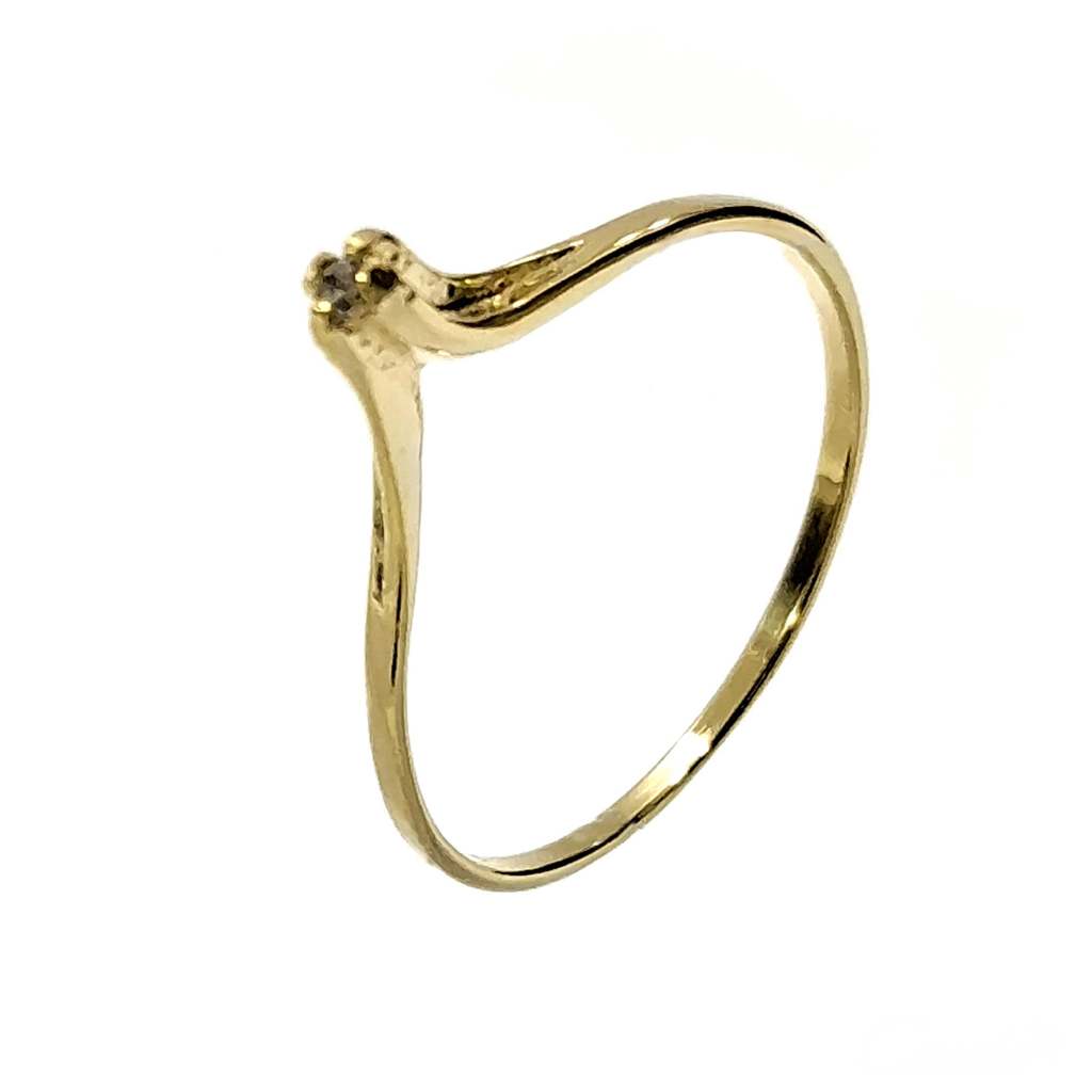 Anel Solitário Fino Mini Zircônia Banhado a Ouro