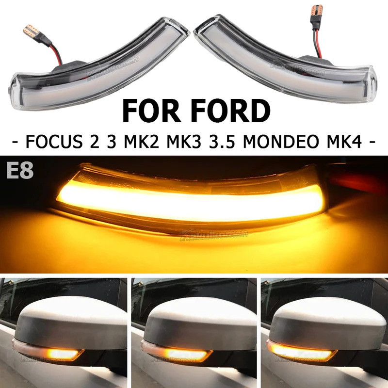 2X For Ford Focus2 MK2 Focus 3 MK3 3.5 For Mondeo MK4 EU Dynamic Turn Signal Light Side Mirror Indicator Sequential Blin