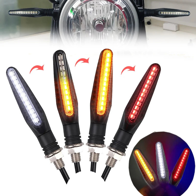 24Led Motorcycle LED Turn Signal Lights White Red Amber Flowing Indicators Front Rear Light Flasher Blinker For Honda Fo