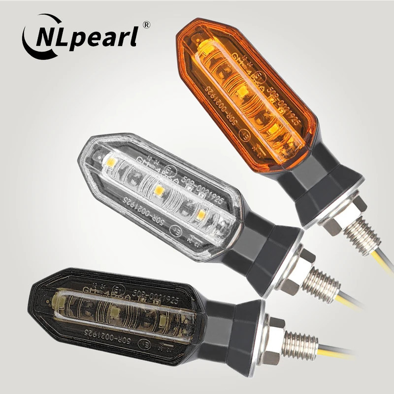 NLperal Motorcycle LED Turn Signal Lights 8mm Mini Amber Flashing Light Blinker Turn Signal Lamp 12V Moto Indicator Acce