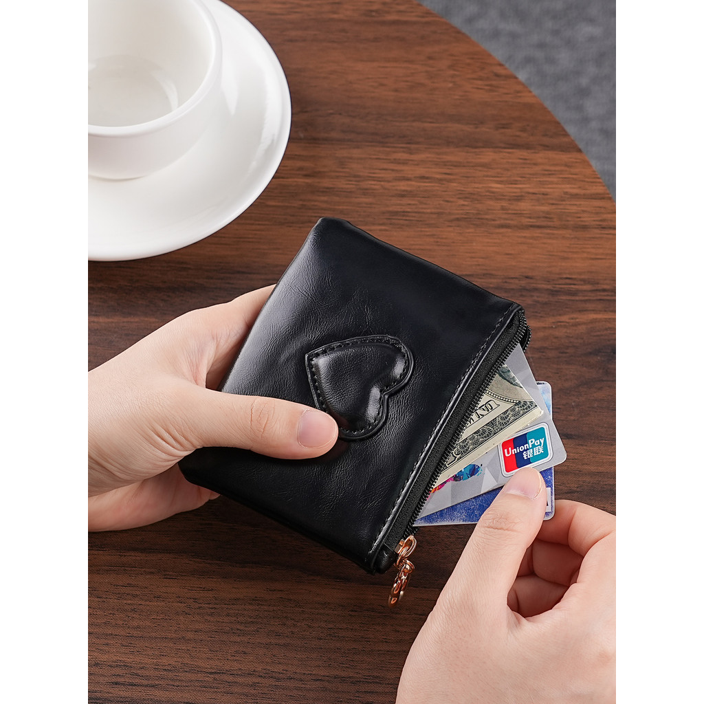 Novo estilo amor Retro moeda bolsa Mini feminino multifuncional simples saco de armazenamento curto zíper documento cart
