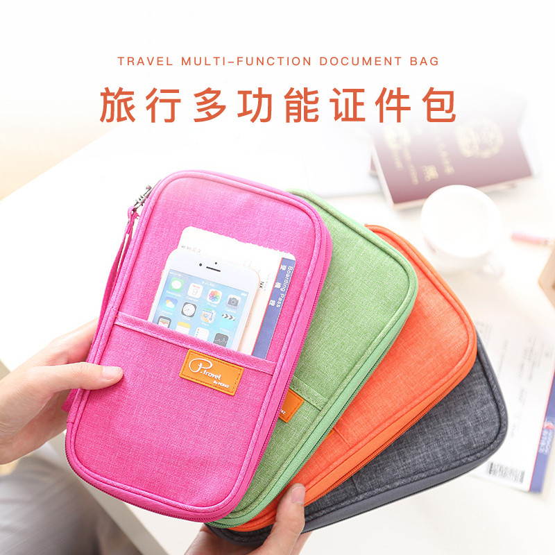 Bolsa para passaporte de viagem no exterior, bolsa para documentos, portátil, multifuncional, à prova d'água, porta-cart