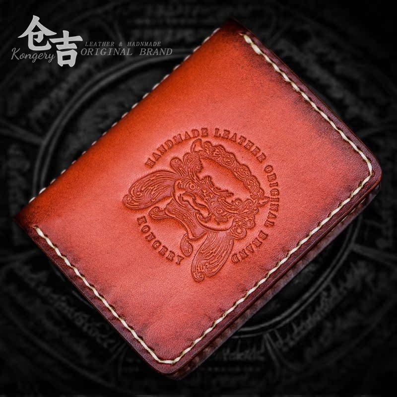 Armazém Yoshi Bolsa de carteira de motorista feita à mão Porta-cartões masculino Bolsa de documentos de couro Retro Cart