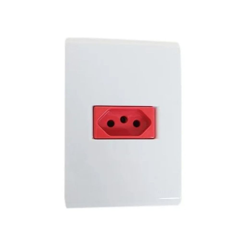 Conjunto 4x2 com 1 Tomada 2P+T tramontina Liz 20A 250V Branco e Vermelho