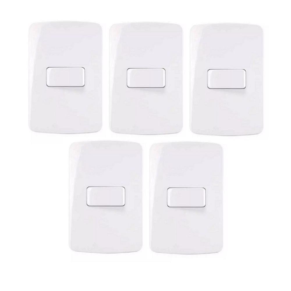 Kit 5 Conjunto Interruptor Simples 10A 250V 4x2 Branco MarGirius Linha B3