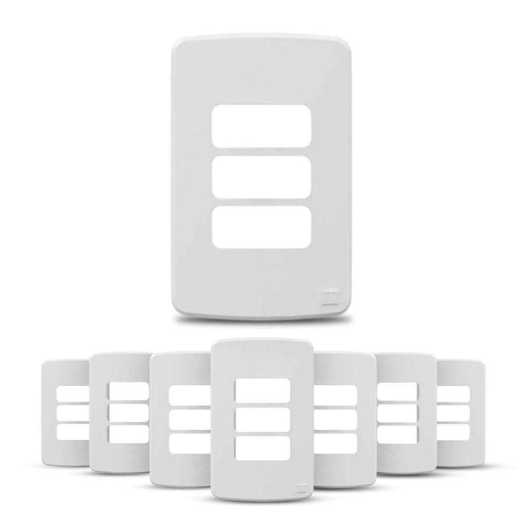 Kit 8 Conjuntos Placa 4x2 3 Postos Weg Compose Branco