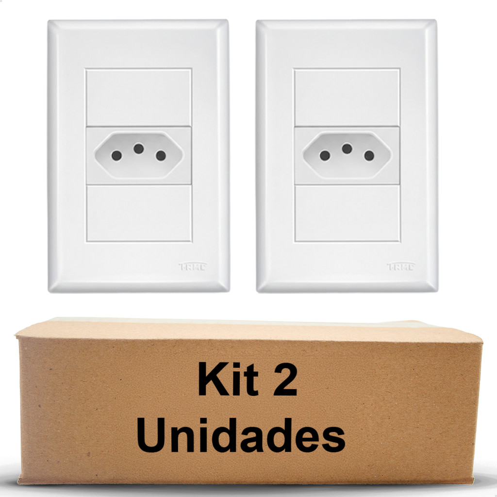 Kit 2 Conjuntos Placa 4x2 com Tomada 2P+T 10A Fame Evidence Branco Instalação Padrão NBR Original