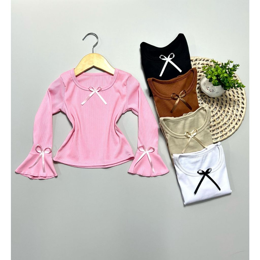 ISA CINTRA - Blusa Infantil de menina manga longa flare com lacinho moda outono inverno mini diva