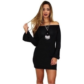 Vestido Curto Coladinho Manga Longa Flare