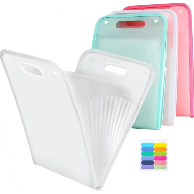 Kit 2 Pasta Porta Documentos A4 Sanfonada 13 Separadores Branco