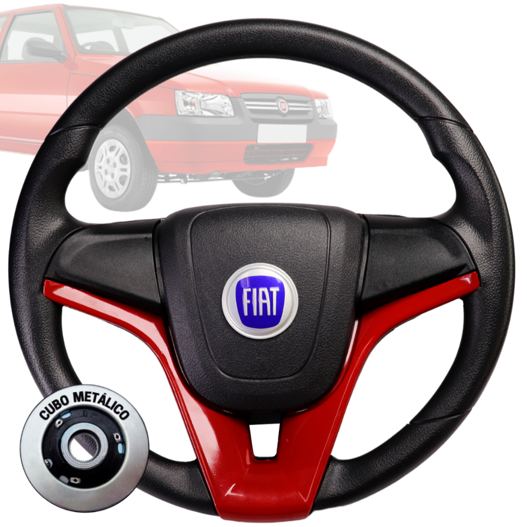 Volante Esportivo cruze vermelho logo fiat azul para Uno Elba Prêmio 85 86 87 88 89 90 91 92 93 1994