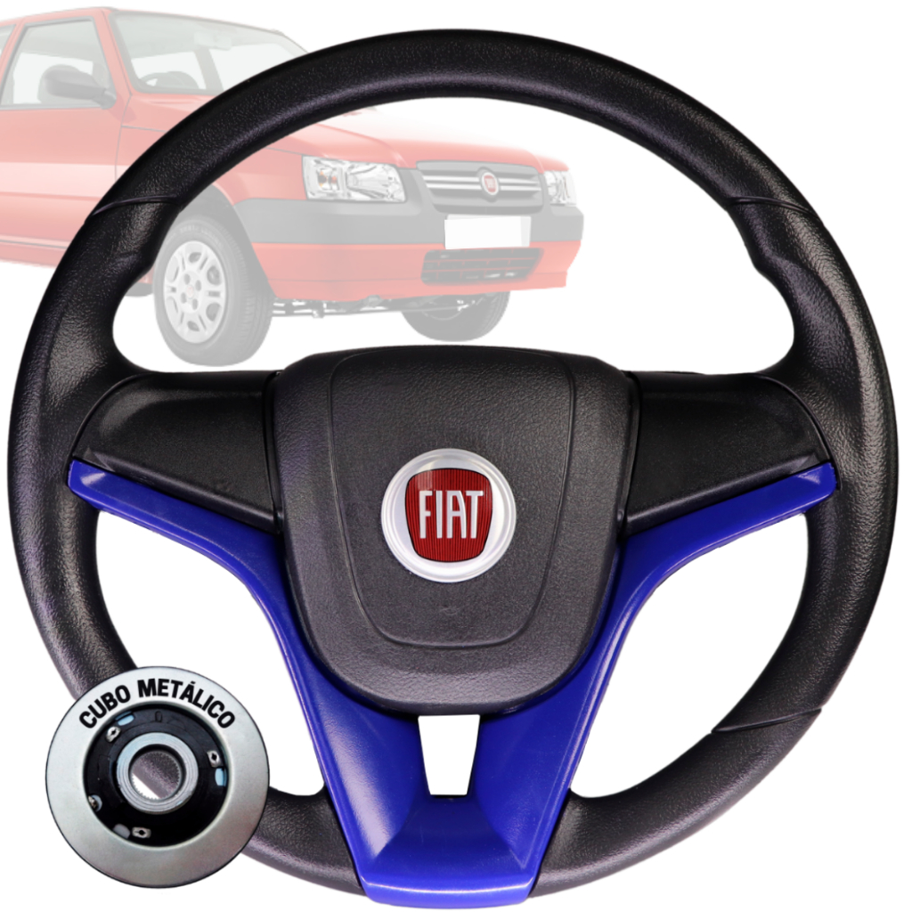 Volante Esportivo cruze azul logo fiat vermelho para Uno Elba Fiorino Prêmio 1983 1984 1985