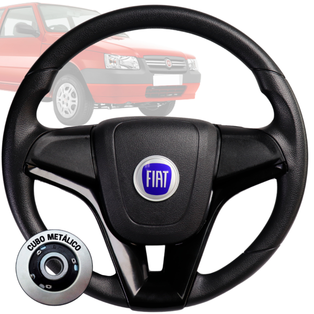 Volante Esportivo cruze preto logo fiat azul para Uno Fiorino Elba Prêmio Até 83 84 85 86 87 88 89